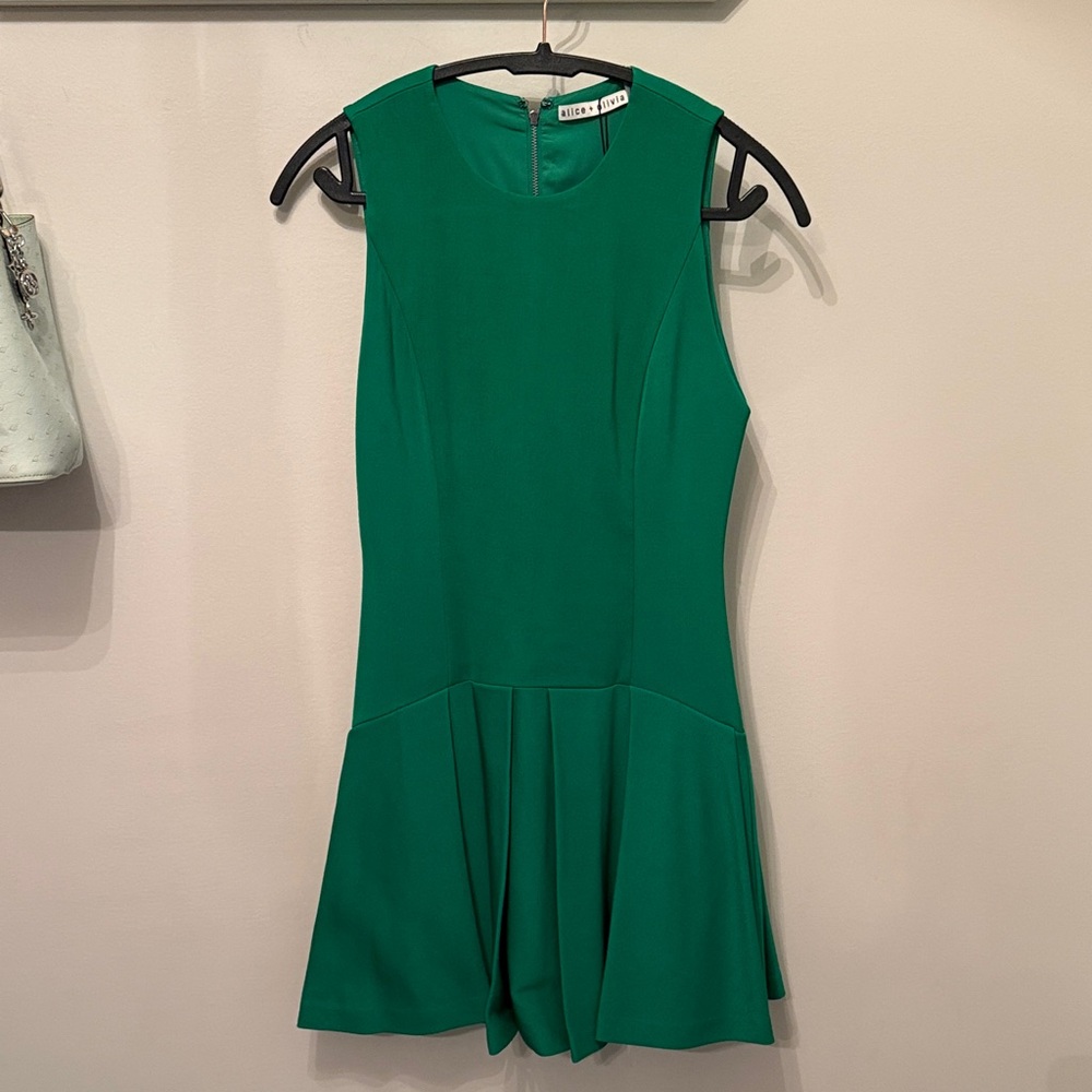 Alice + Olivia Vibrant Green Sleeveless Mini Dress